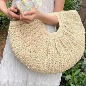 Faux Straw Handmade Handle Bag